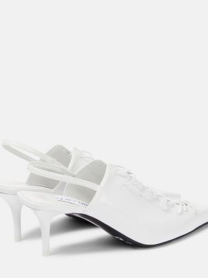 Кожени полуотворени обувки с връзки с дантела Jimmy Choo бяло
