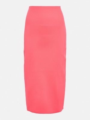 Трикотажная юбка миди с высокой талией Victoria Beckham розовая