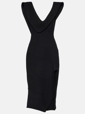 Βαμβακερή μίντι φόρεμα Bottega Veneta μαύρο