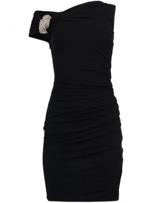 Křišťálové asymetrické koktejlové šaty Alexander Mcqueen černé