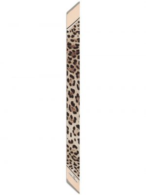 Hodvábny šál s potlačou s leopardím vzorom Dolce & Gabbana hnedá