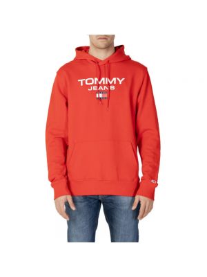 Bluza z kapturem z nadrukiem Tommy Hilfiger czerwona