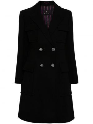 Μάλλινο παλτό Etro μαύρο