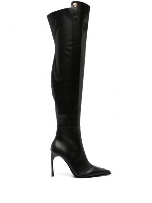 Usnjene gumijasti škornji Versace Jeans Couture črna
