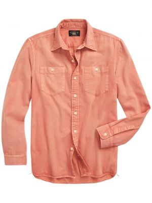 Βαμβακερό πουκάμισο Ralph Lauren Rrl ροζ