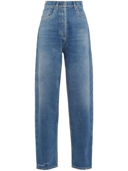Straight fit džíny s vysokým pasem Prada modré