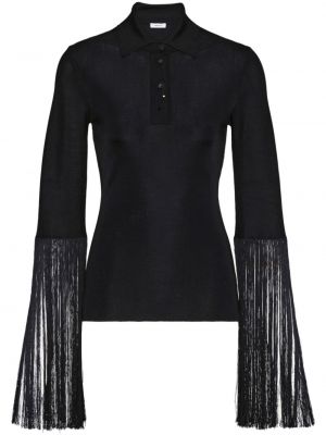 Сатенена блуза с ресни Ferragamo черно