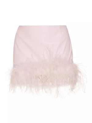 Кожаная юбка с перьями из искусственной кожи Lamarque розовая
