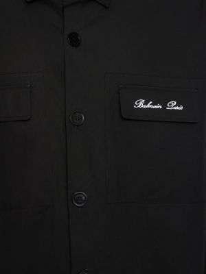 Βαμβακερό πουκάμισο Balmain μαύρο