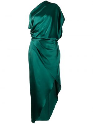 Jedwabna sukienka wieczorowa drapowana Michelle Mason zielona