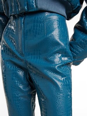 Кожени панталон slim от изкуствена кожа Rotate Birger Christensen синьо