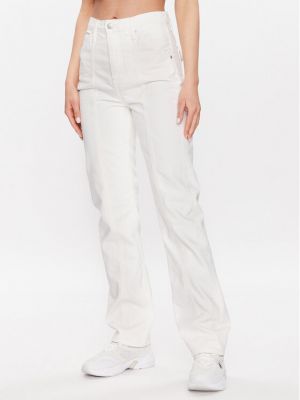 Blugi drepți Calvin Klein Jeans alb