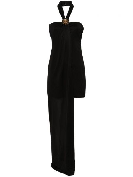 Večernja haljina s cvjetnim printom s draperijom Blumarine crna