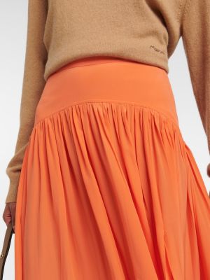 Hodvábna midi sukňa Marni oranžová
