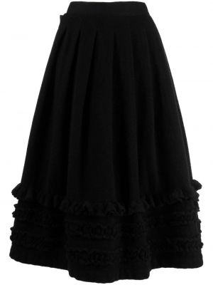 Asymetrická vlnená midi sukňa s volánmi Comme Des Garçons Tao čierna