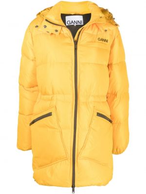 Παλτό με κουκούλα Ganni κίτρινο