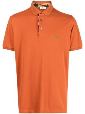 Pamučna polo majica s vezom Etro narančasta