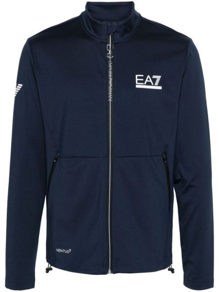 Kapučdžemperis ar apdruku Ea7 Emporio Armani zils