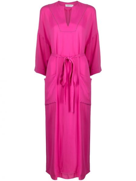 Μακρυμάνικη μίντι φόρεμα Fabiana Filippi ροζ