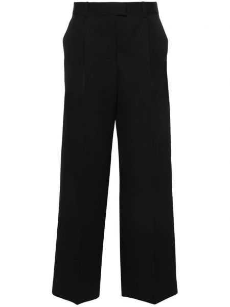 Μάλλινο παντελόνι σε φαρδιά γραμμή Modes Garments μαύρο