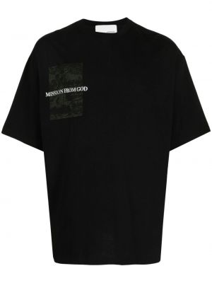 Bavlnené tričko s potlačou Yoshiokubo čierna