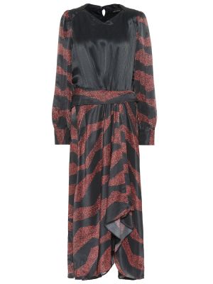 Μεταξωτή μίντι φόρεμα με σχέδιο Isabel Marant μαύρο