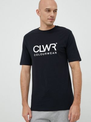 Памучна тениска с дълъг ръкав с принт Colourwear черно