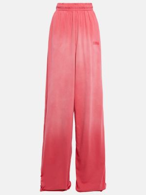 Bavlněné rovné kalhoty s výšivkou Vetements růžové