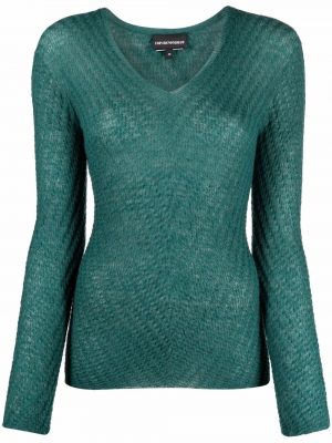Пуловер с v-образно деколте Emporio Armani зелено