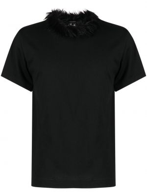 Kokvilnas t-krekls ar kažokādu Comme Des Garçons Homme Plus melns