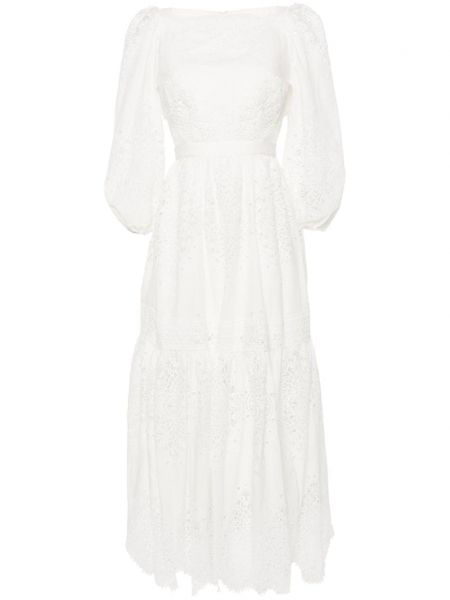 Krajkové dlouhé šaty Evarae bílé