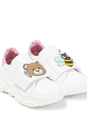 Læder sneakers for piger Moschino Kids hvid