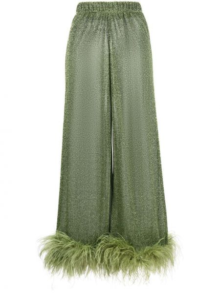 Relaxed прав панталон с пера Oséree зелено