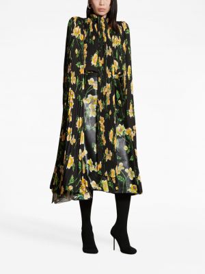 Geblümt bluse mit print mit plisseefalten Balenciaga schwarz