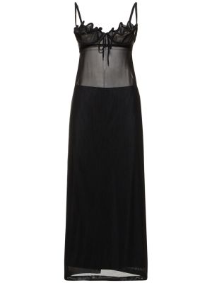Midi šaty bez rukávov so sieťovinou Y/project čierna