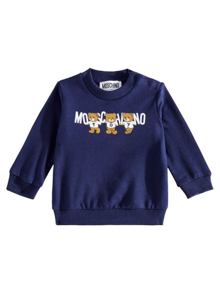 Trykt bomuld hættetrøje for piger Moschino Kids blå