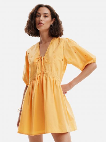 Mini obleka Desigual oranžna
