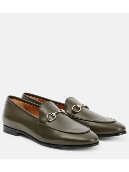 Skinn loafers Gucci grønn