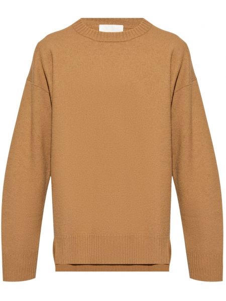 Długi sweter wełniany Jil Sander brązowy