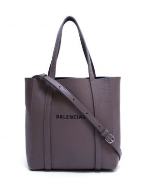 Kožna shopper torbica s printom Balenciaga Pre-owned
