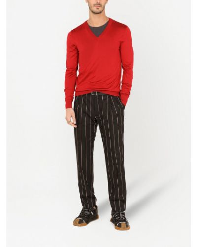 Jersey de punto con escote v de tela jersey Dolce & Gabbana rojo