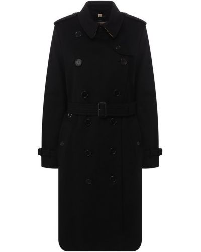 Кашемировое пальто с поясом Burberry, черное