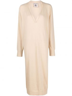 Μίντι φόρεμα με λαιμόκοψη v Semicouture λευκό