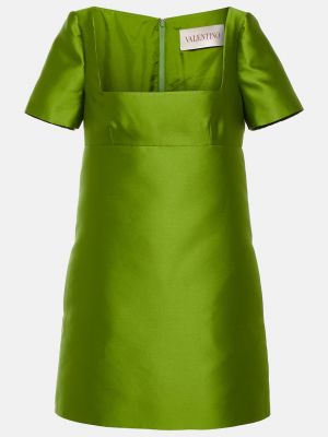 Атласное платье мини Valentino зеленое