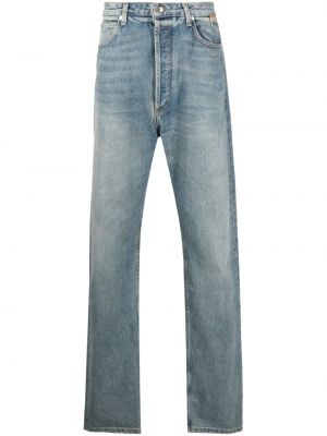 Bavlněné straight fit džíny s knoflíky na zip Rhude - modrá