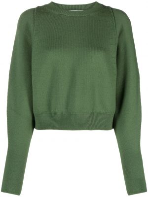 Vlnený sveter s okrúhlym výstrihom Nude zelená