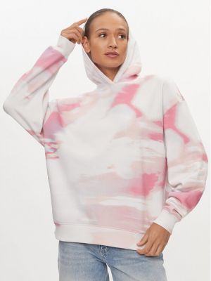 Oversized kapucnis pamut póló Calvin Klein Jeans rózsaszín