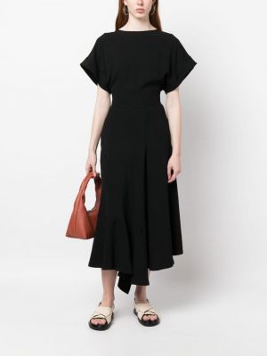 Jedwabna sukienka midi plisowana Colville czarna