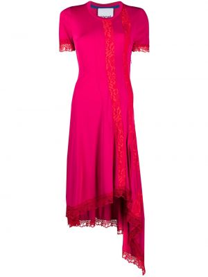 Vestido asimétrico de encaje Koché rosa