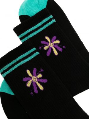 Květinové ponožky s výšivkou Paul Smith černé